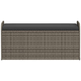 Storage Bench with Cushion Grey 115x51x52 cm Poly Rattan - Top-Down View