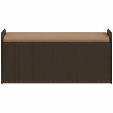 Storage Bench with Cushion Brown 115x51x52 cm Poly Rattan - Top-Down View