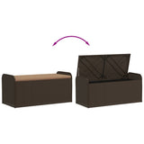 Storage Bench with Cushion Brown 115x51x52 cm Poly Rattan - Close-Up Angle