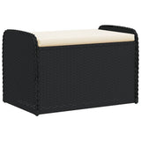 Storage Bench with Cushion Black 80x51x52 cm Poly Rattan - Front View