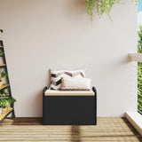 Storage Bench with Cushion Black 80x51x52 cm Poly Rattan - Side View