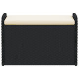 Storage Bench with Cushion Black 80x51x52 cm Poly Rattan - Top-Down View