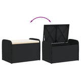Storage Bench with Cushion Black 80x51x52 cm Poly Rattan
