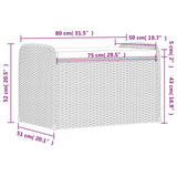 Storage Bench with Cushion Black 80x51x52 cm Poly Rattan