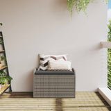 Storage Bench with Cushion Grey 80x51x52 cm Poly Rattan - Side View