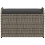Storage Bench with Cushion Grey 80x51x52 cm Poly Rattan
