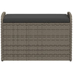 Storage Bench with Cushion Grey 80x51x52 cm Poly Rattan