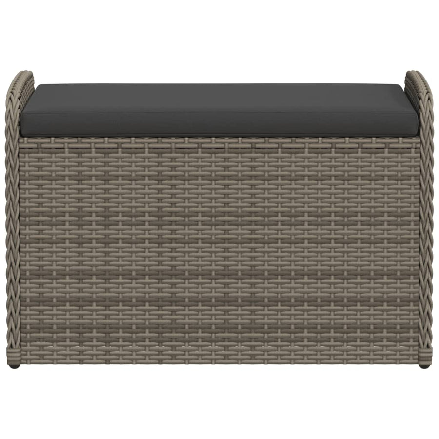 Storage Bench with Cushion Grey 80x51x52 cm Poly Rattan