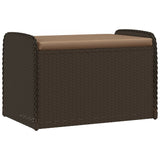Storage Bench with Cushion Brown 80x51x52 cm Poly Rattan - Front View