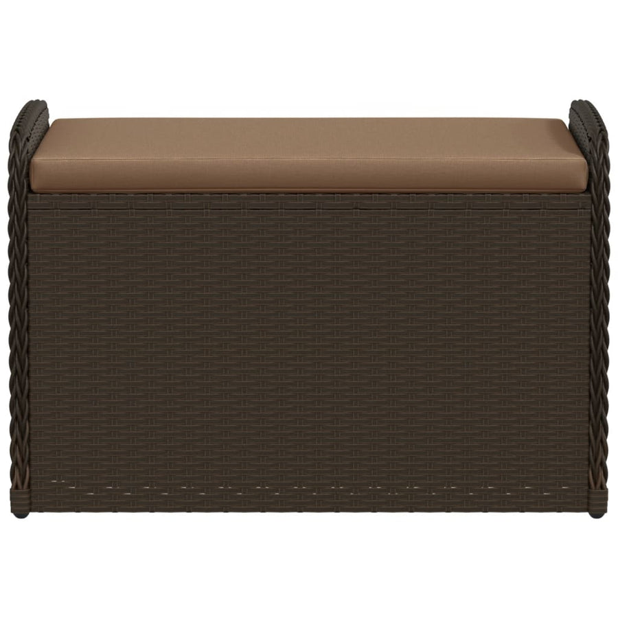 Storage Bench with Cushion Brown 80x51x52 cm Poly Rattan