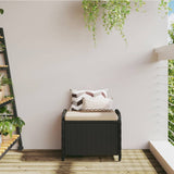 Garden Stool with Cushion Black 58x46x46 cm Poly Rattan - Side View