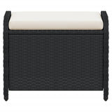 Garden Stool with Cushion Black 58x46x46 cm Poly Rattan