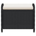 Garden Stool with Cushion Black 58x46x46 cm Poly Rattan