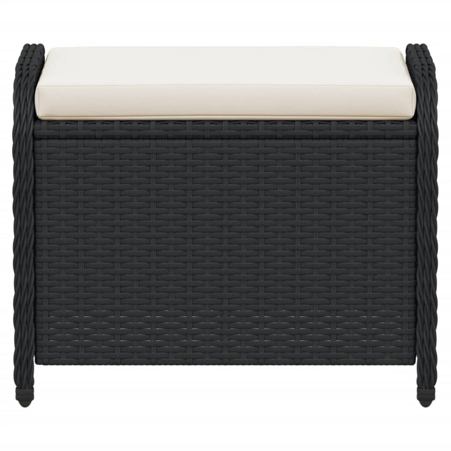 Garden Stool with Cushion Black 58x46x46 cm Poly Rattan
