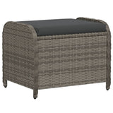 Garden Stool with Cushion Grey 58x46x46 cm Poly Rattan - Front View