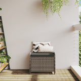 Garden Stool with Cushion Grey 58x46x46 cm Poly Rattan - Side View