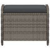 Garden Stool with Cushion Grey 58x46x46 cm Poly Rattan