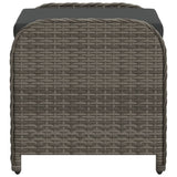 Garden Stool with Cushion Grey 58x46x46 cm Poly Rattan - 45-Degree Angle