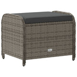 Garden Stool with Cushion Grey 58x46x46 cm Poly Rattan - Rear View