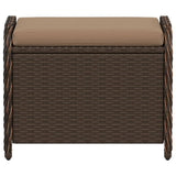 Garden Stool with Cushion Brown 58x46x46 cm Poly Rattan