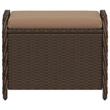 Garden Stool with Cushion Brown 58x46x46 cm Poly Rattan - Top-Down View