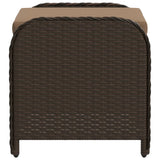 Garden Stool with Cushion Brown 58x46x46 cm Poly Rattan - 45-Degree Angle