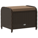 Garden Stool with Cushion Brown 58x46x46 cm Poly Rattan - Rear View