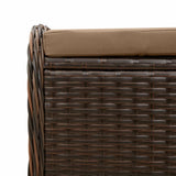 Garden Stool with Cushion Brown 58x46x46 cm Poly Rattan - Close-Up Angle