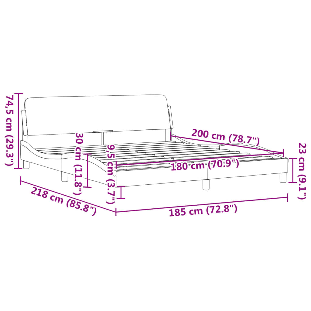 Bed Frame "Dover" Dark Grey 180x200 cm King Fabric