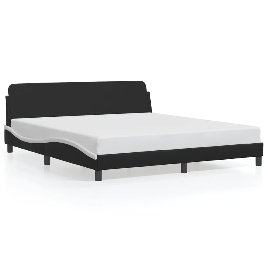 Bed Frame "Dover" Black&White 180x200 cm King Faux Leather