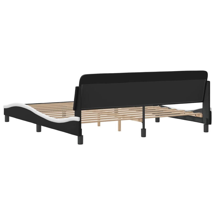 Bed Frame "Dover" Black&White 180x200 cm King Faux Leather