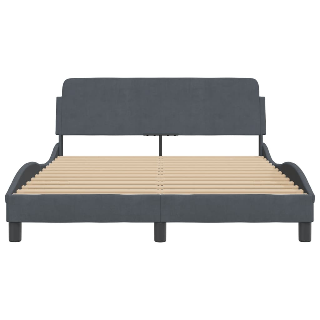 Bed Frame "Dover" Dark Grey 137x190 cm Double Velvet