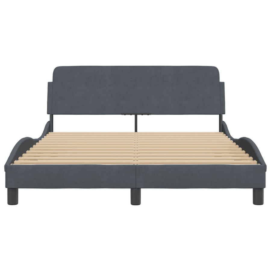 Bed Frame "Dover" Dark Grey 137x190 cm Double Velvet
