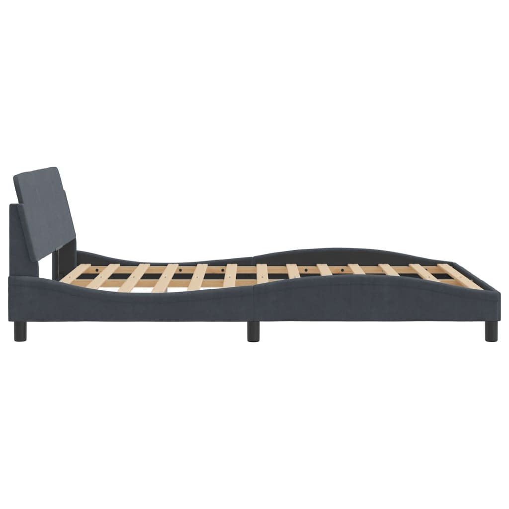Bed Frame "Dover" Dark Grey 137x190 cm Double Velvet