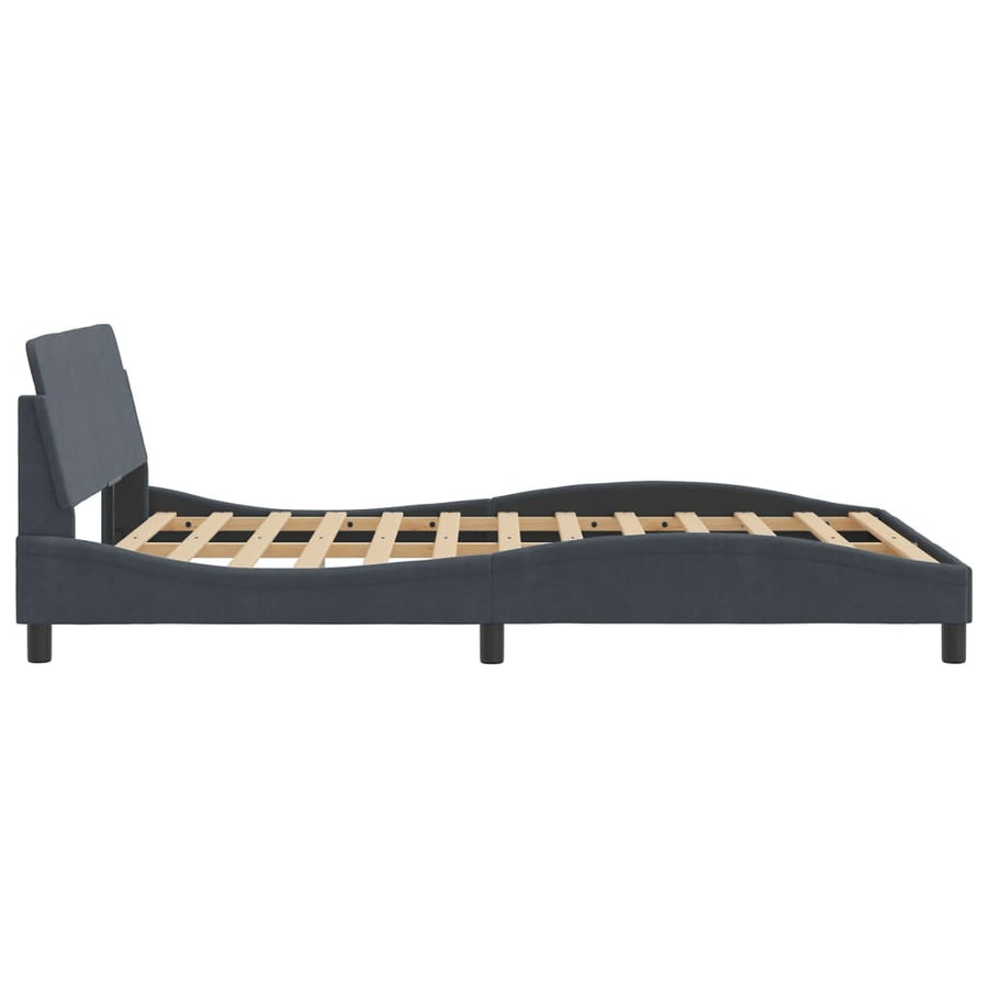 Bed Frame "Dover" Dark Grey 137x190 cm Double Velvet