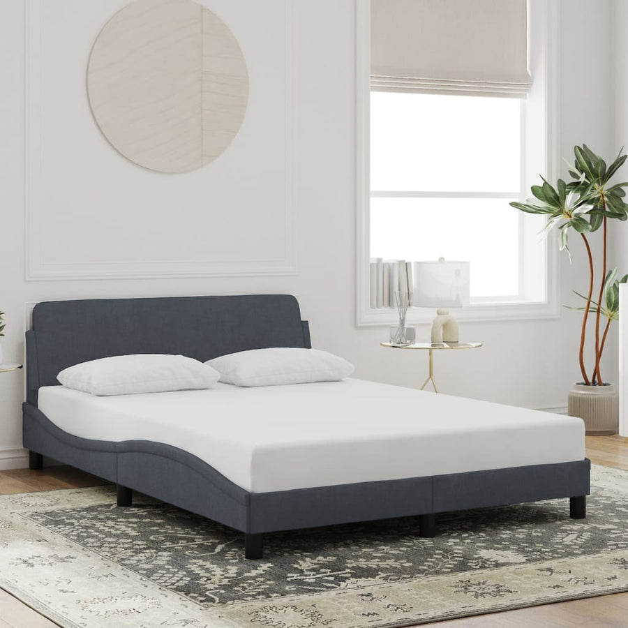 Bed Frame "Dover" Dark Grey 137x190 cm Double Velvet