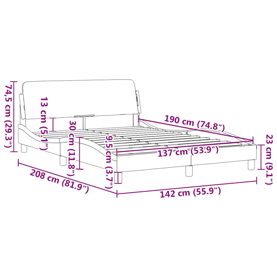Bed Frame "Dover" Black 137x190 cm Double Velvet