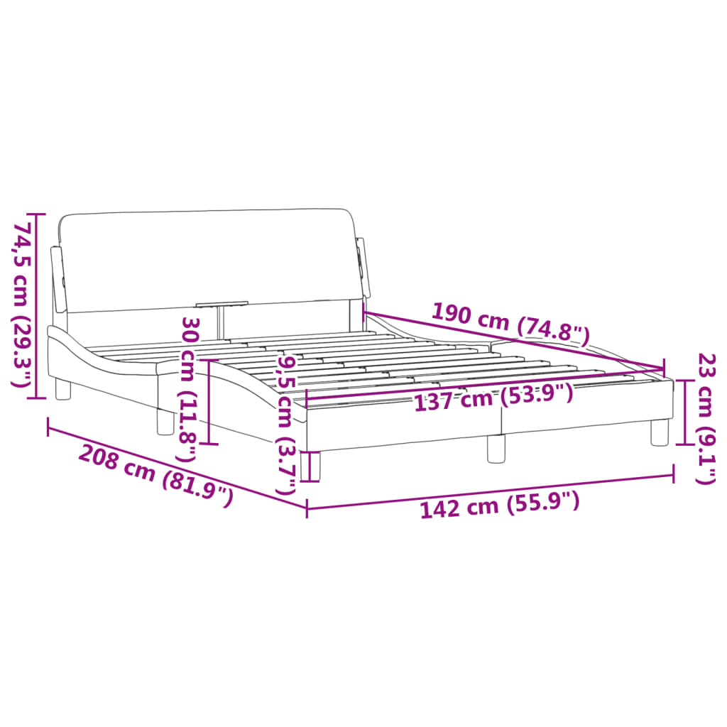 Bed Frame "Dover" Black and White 137x190 cm Double Faux Leather
