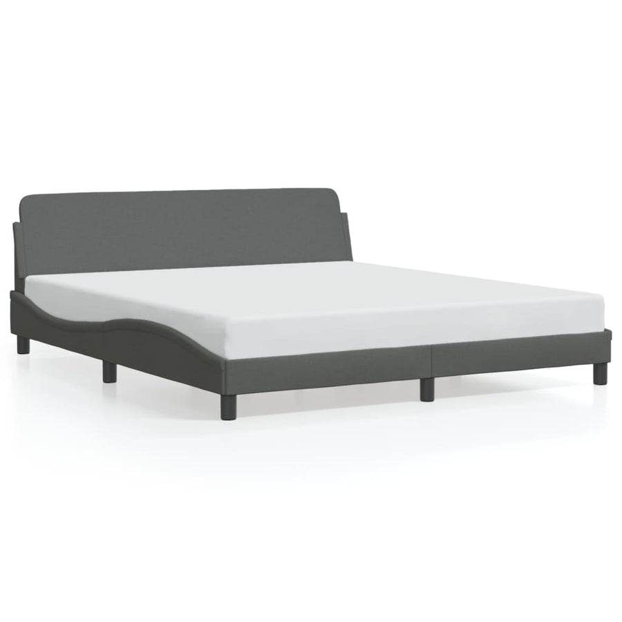 Bed Frame "Dover" Dark Grey 152x203 cm Queen Fabric