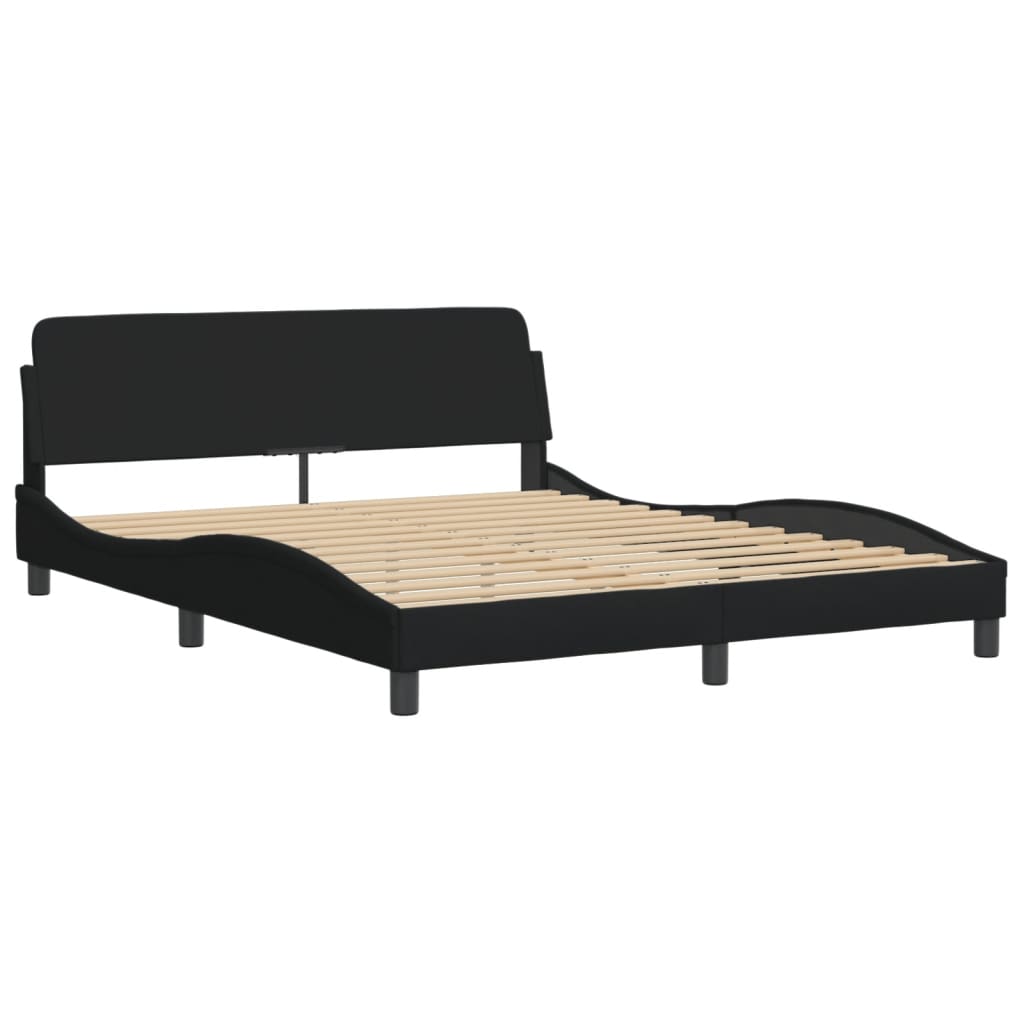 Bed Frame "Dover" Black 152x203 cm Queen Fabric