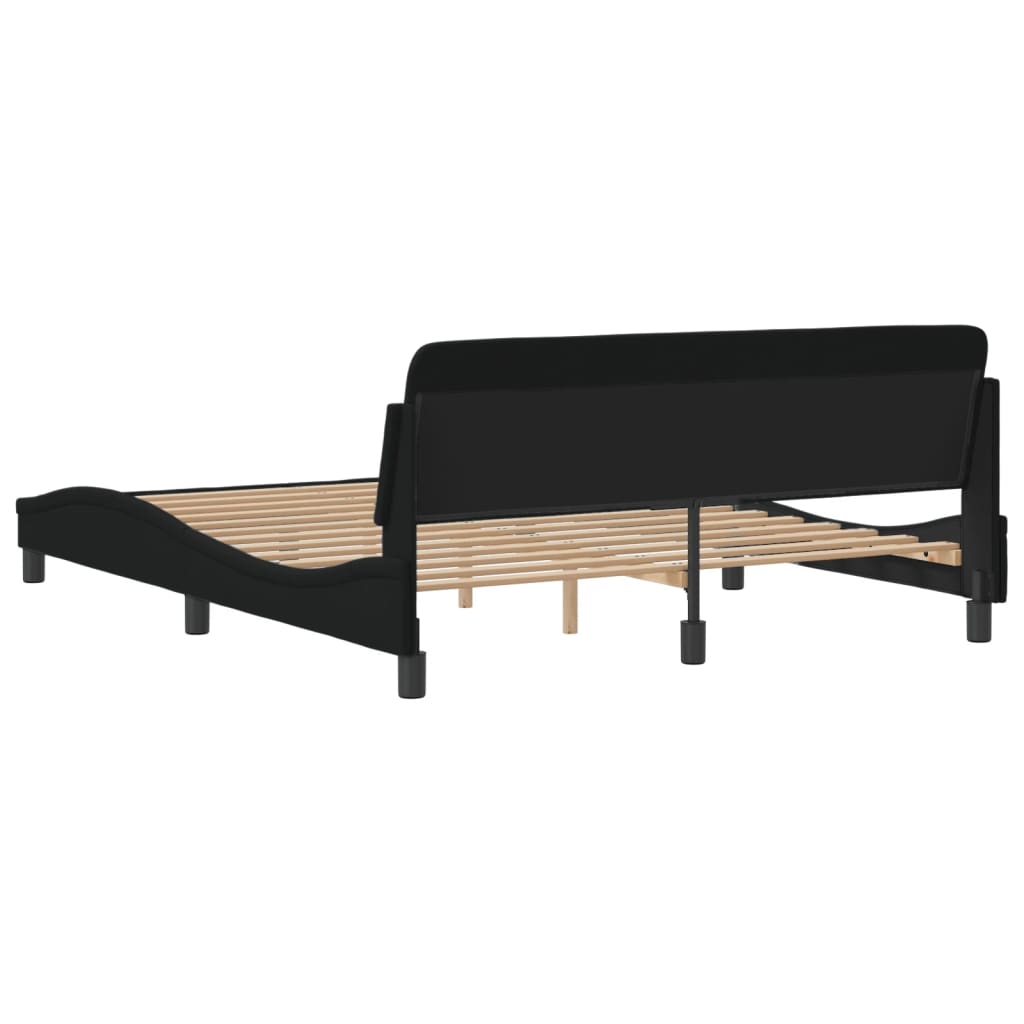 Bed Frame "Dover" Black 152x203 cm Queen Fabric