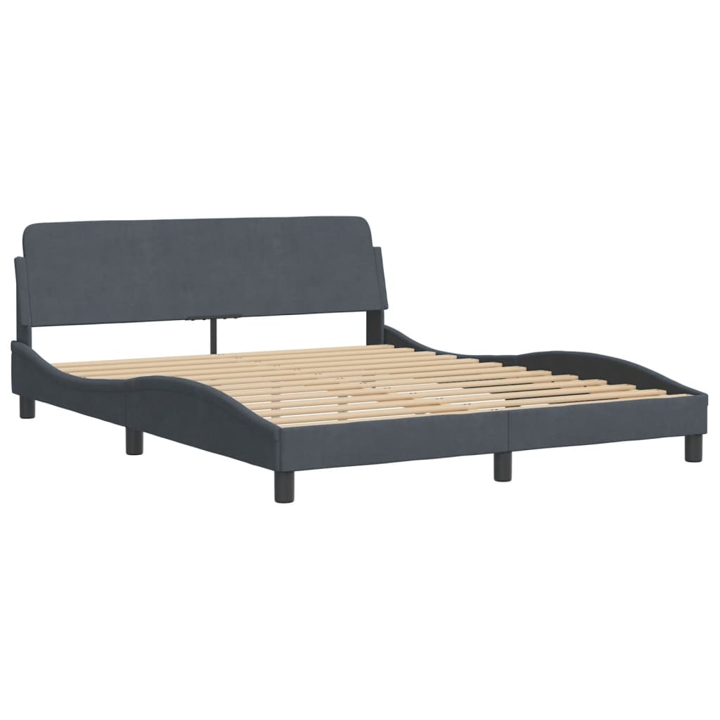 Bed Frame "Dover" Dark Grey 152x203 cm Queen Velvet