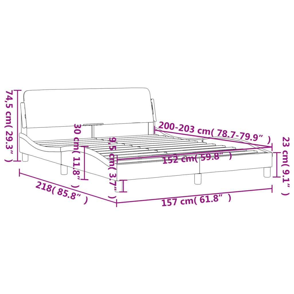 Bed Frame "Dover" Black 152x203 cm Queen Faux Leather