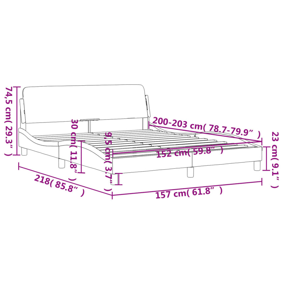 Bed Frame "Dover" Black 152x203 cm Queen Faux Leather