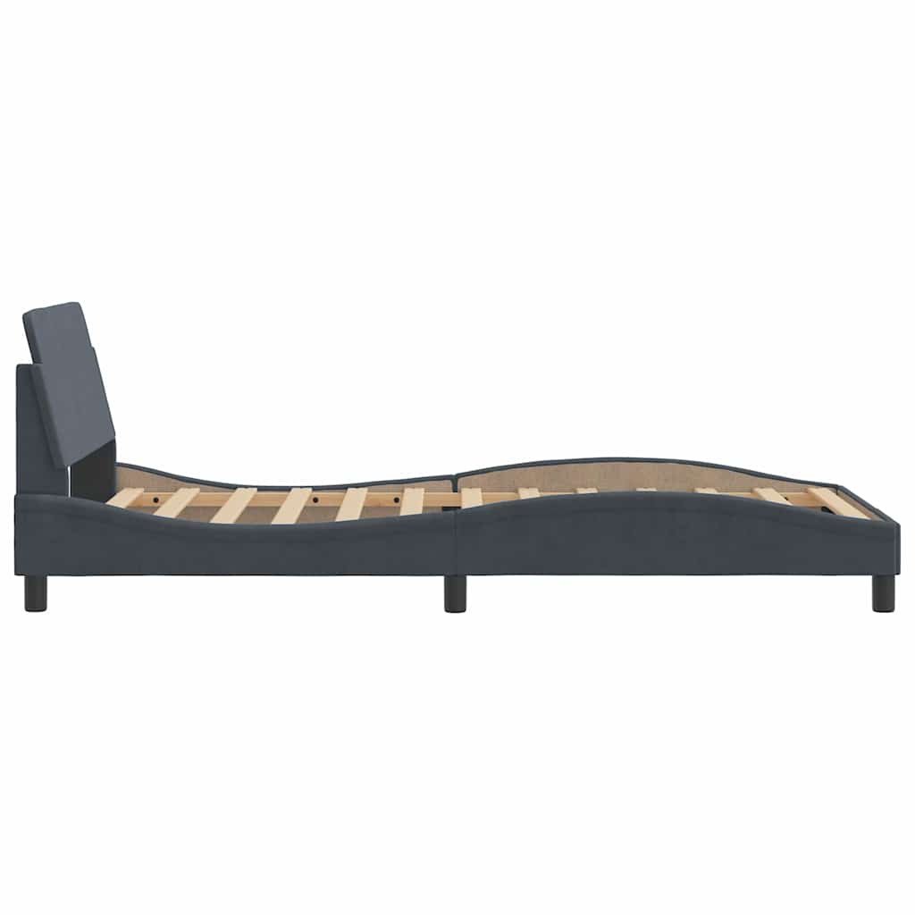 Bed Frame "Dover" Dark Grey 107x203 cm King Single Velvet