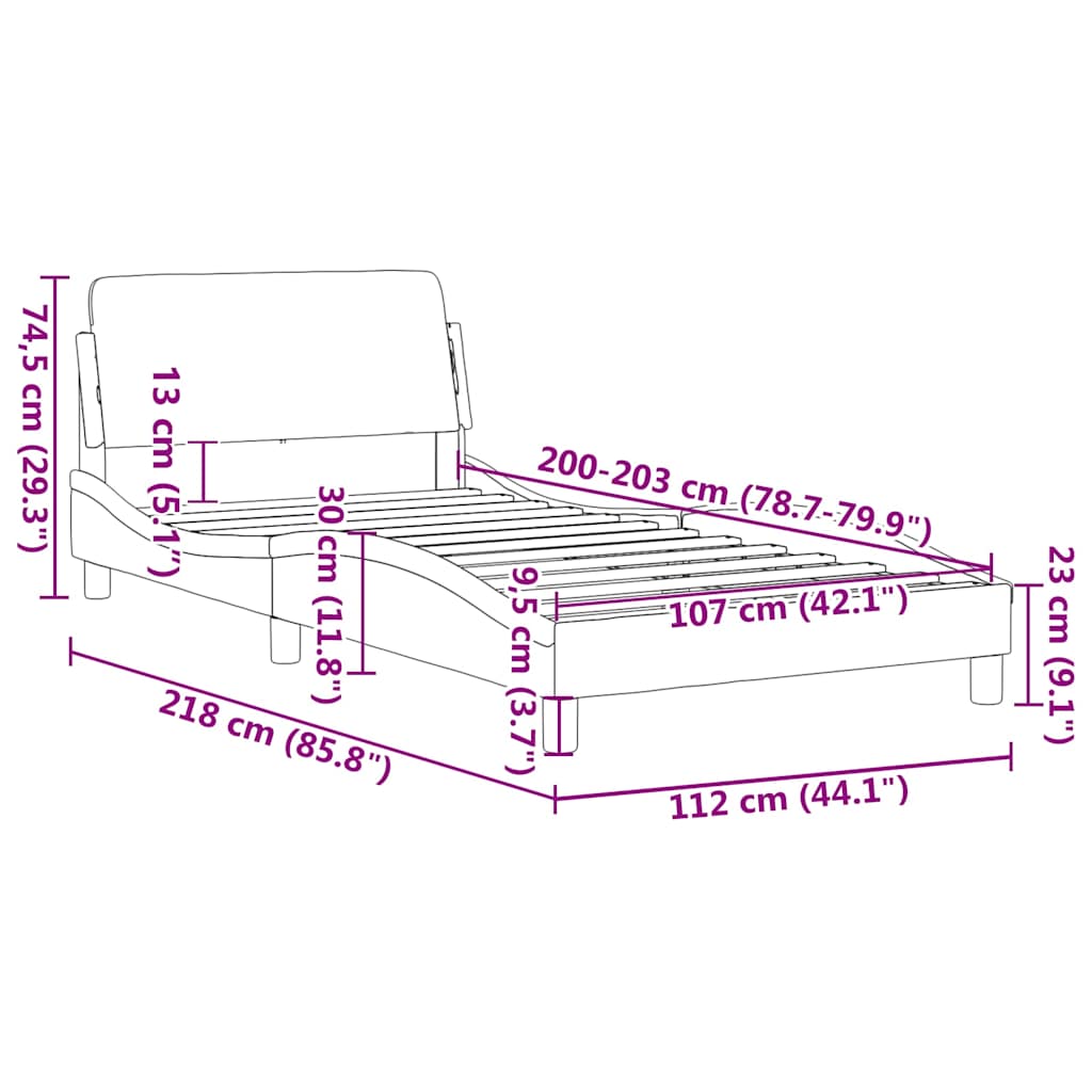 Bed Frame "Dover" Black 107x203 cm King Single Velvet