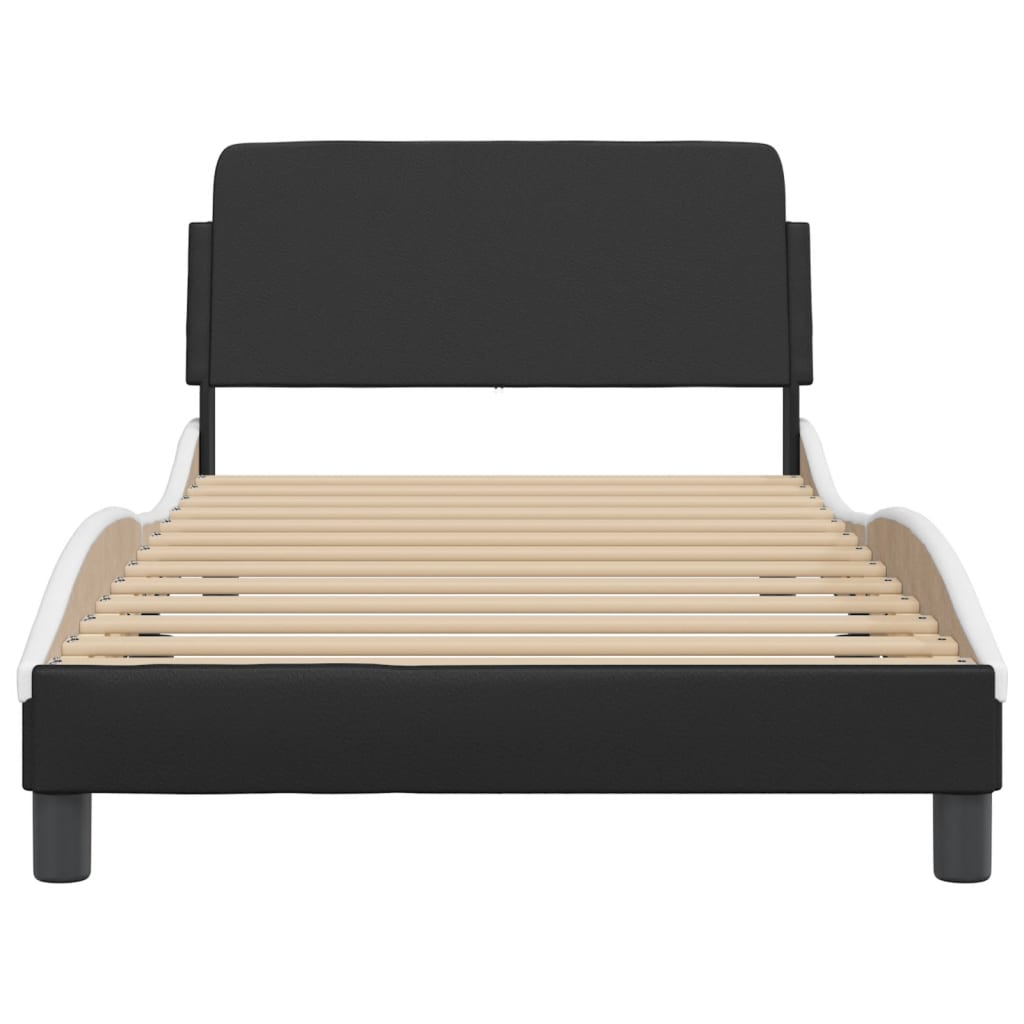 Bed Frame "Dover" Black and White 107x203 cm King Single Faux Leather