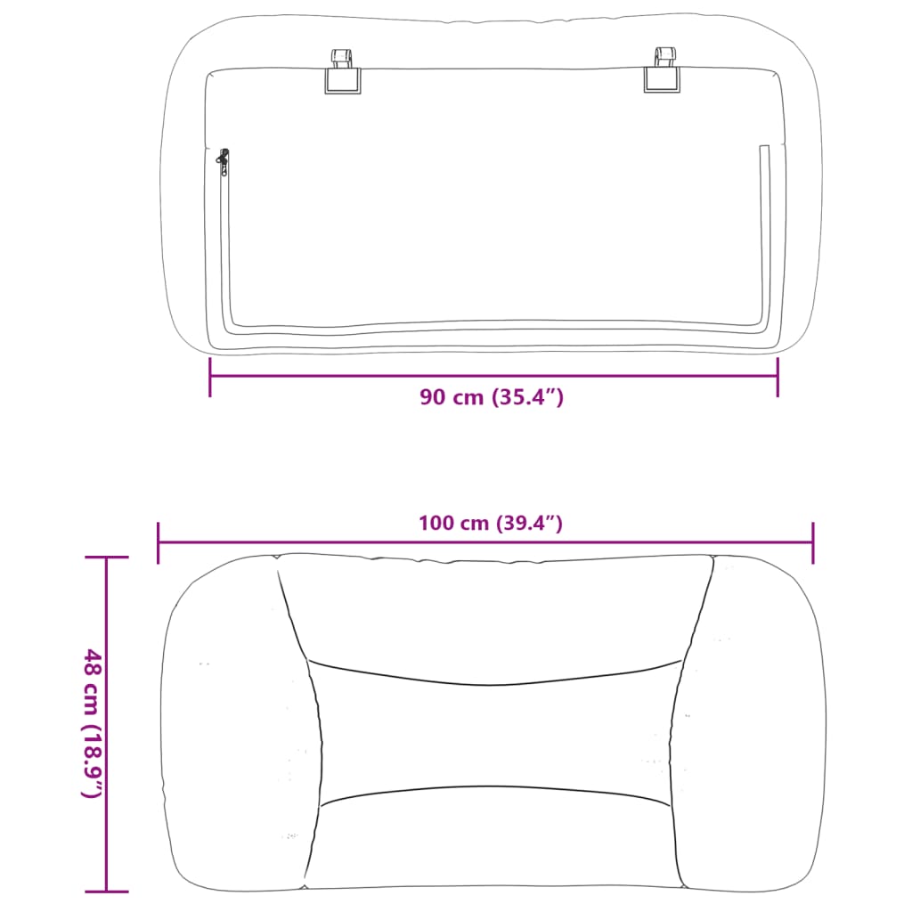 Headboard Cushion "Hvar" Black 90 cm Fabric