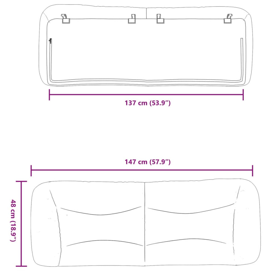 Headboard Cushion "Hvar" Black 137 cm Double Fabric