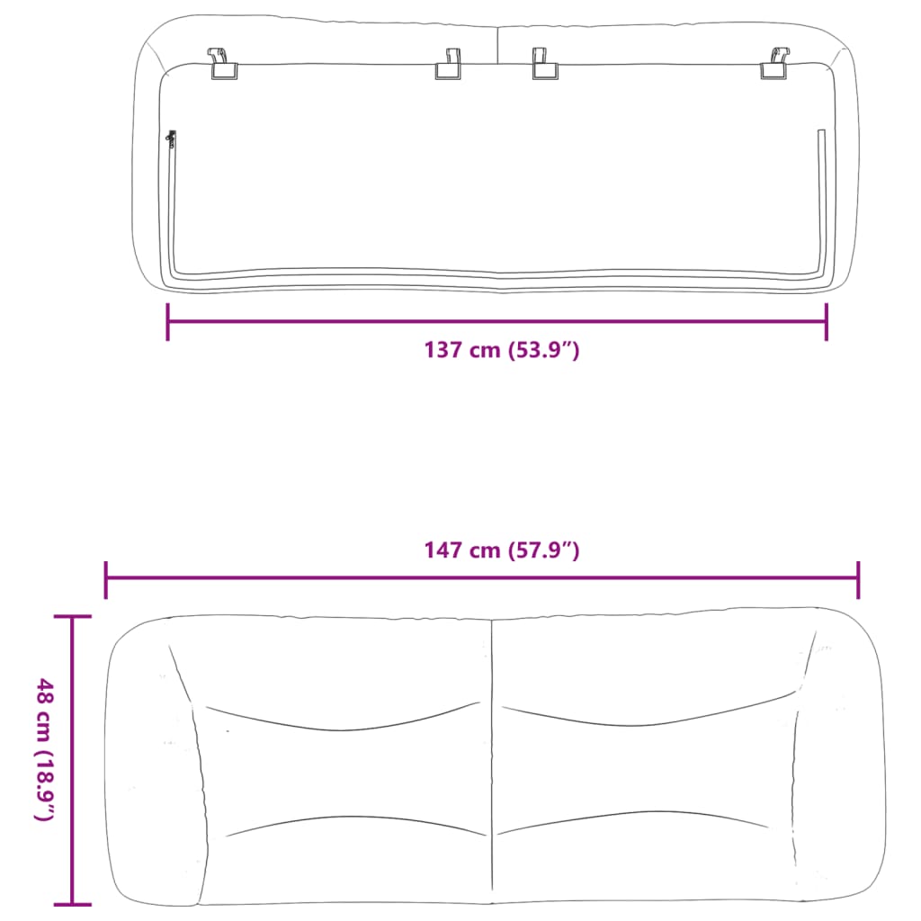 Headboard Cushion "Hvar" Black 137 cm Double Faux Leather